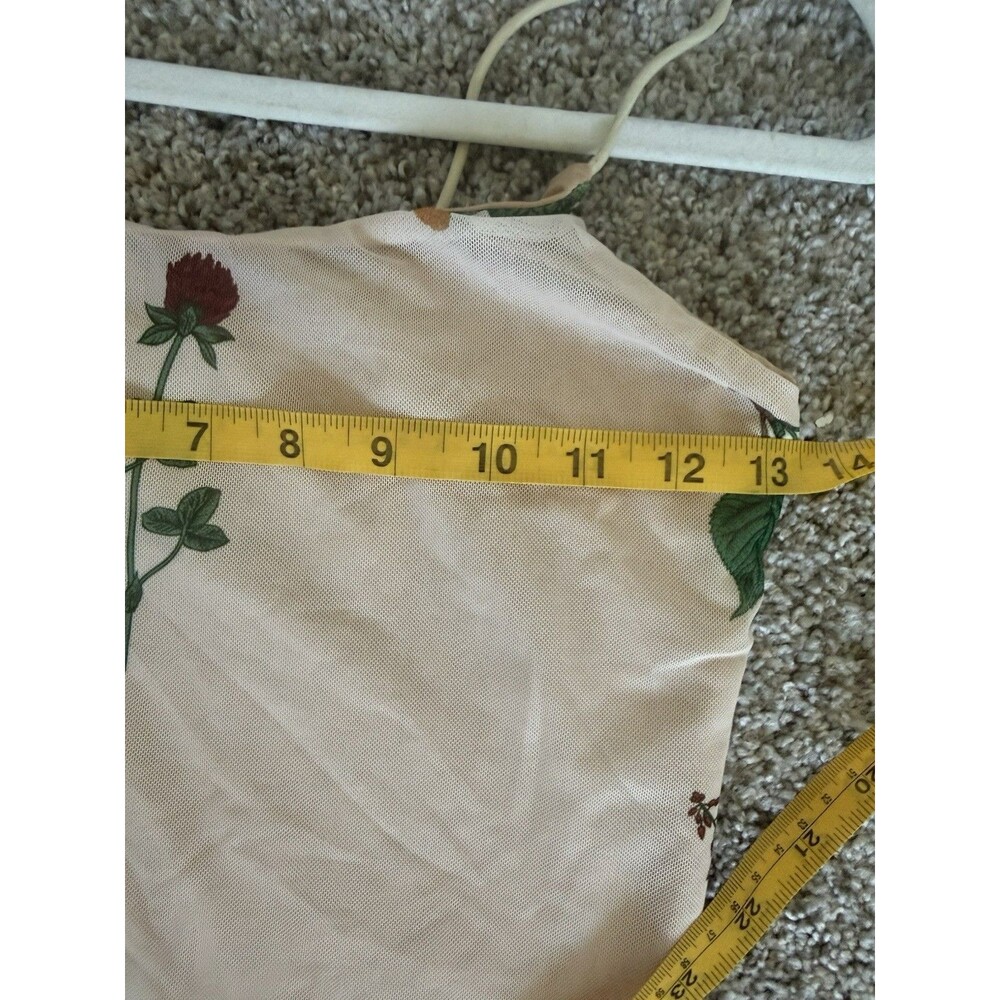 CIDER Size S Pink Floral Mesh Bodycon Maxi Dress Cottagecore Romantic Y2K - Picture 12 of 12